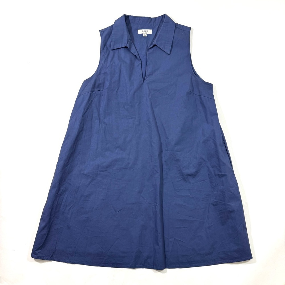 Avara Collared Polo Dress A Line Sleeveless Blue